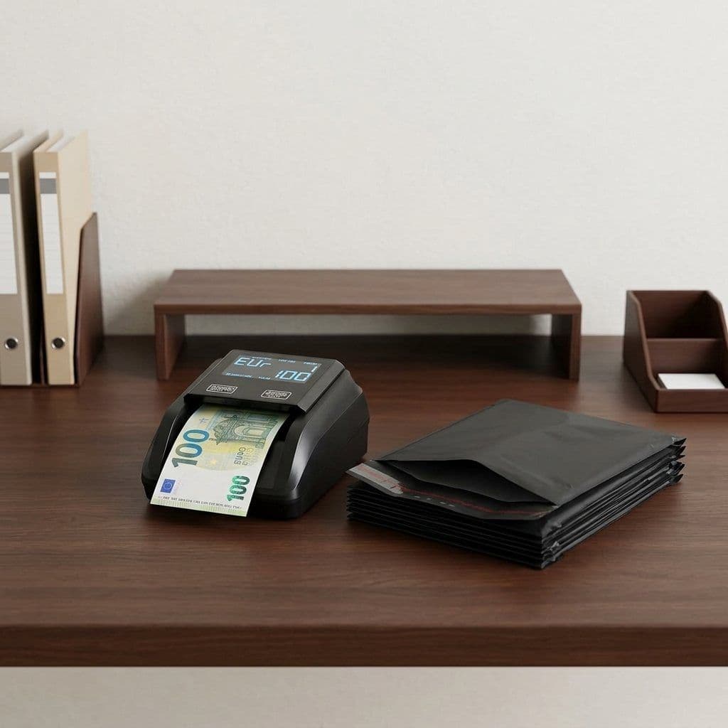 AL-130 on a desk with shipping bags